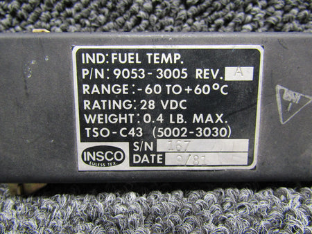 Insco 9053-3005-A Insco Fuel Temperature Indicator (-60-60+C) (28V)