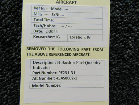 Hokushin PF231-N1 (Alt: 45AS86802-1) Hokushin Fuel Quantity Indicator