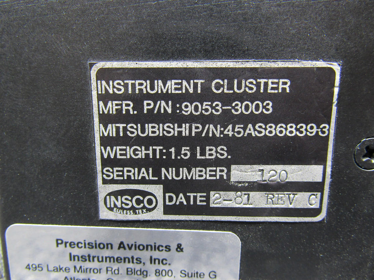 Insco 9053-3003 (Alt: 45AS86839-3) Insco Instrument Cluster With Battery