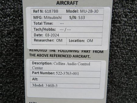 Collins 522-3763-001 Collins 346B-3 Audio Control Center
