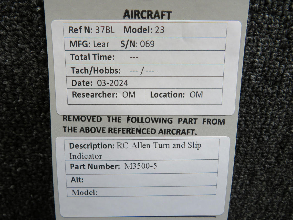 RC Allen M3500-5 RC Allen Turn and Slip Indicator