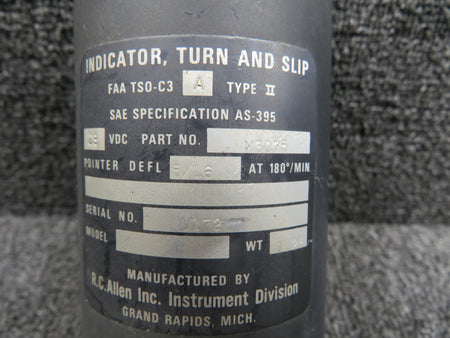 RC Allen M3075 RC Allen Turn and Slip Indicator (28V)