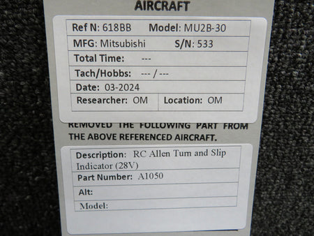 RC Allen A1050 RC Allen Turn and Slip Indicator (28V)