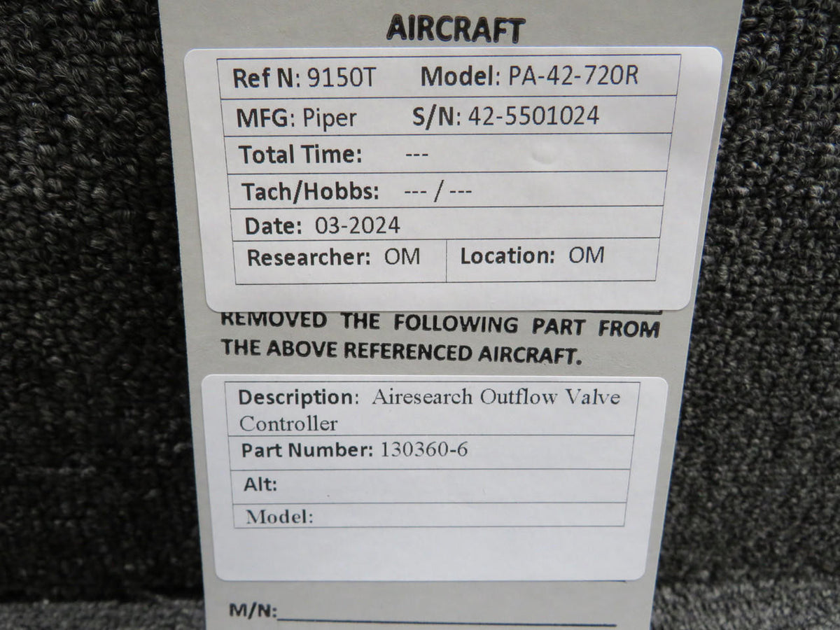 Airesearch 130360-6 Airesearch Outflow Valve Controller