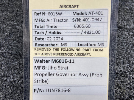 Jino Strai LUN7816-8 Walter M601E-11 Jino Strai Propeller Governor Assy (Prop Struck, Core)