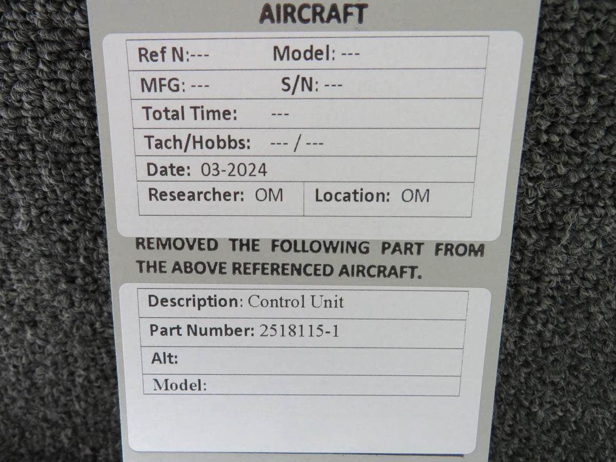 Does Not Apply 2518115-1 Control Unit