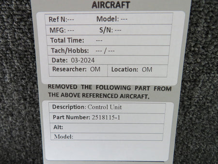 Does Not Apply 2518115-1 Control Unit