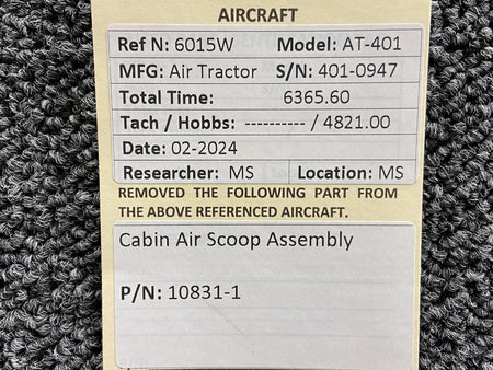 Air Tractor 10831-1 Air Tractor AT-401 Cabin Air Scoop Assembly