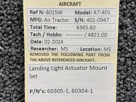 Air Tractor 60305-1, 60304-1 Air Tractor AT-401 Landing Light Actuator Mount Set