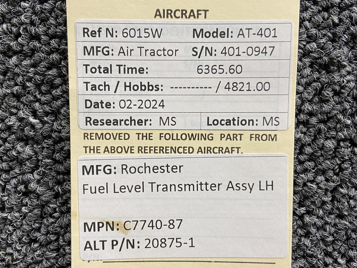 Rochester C7740-87 (Alt: 20875-1) Rochester Fuel Level Transmitter Assembly LH
