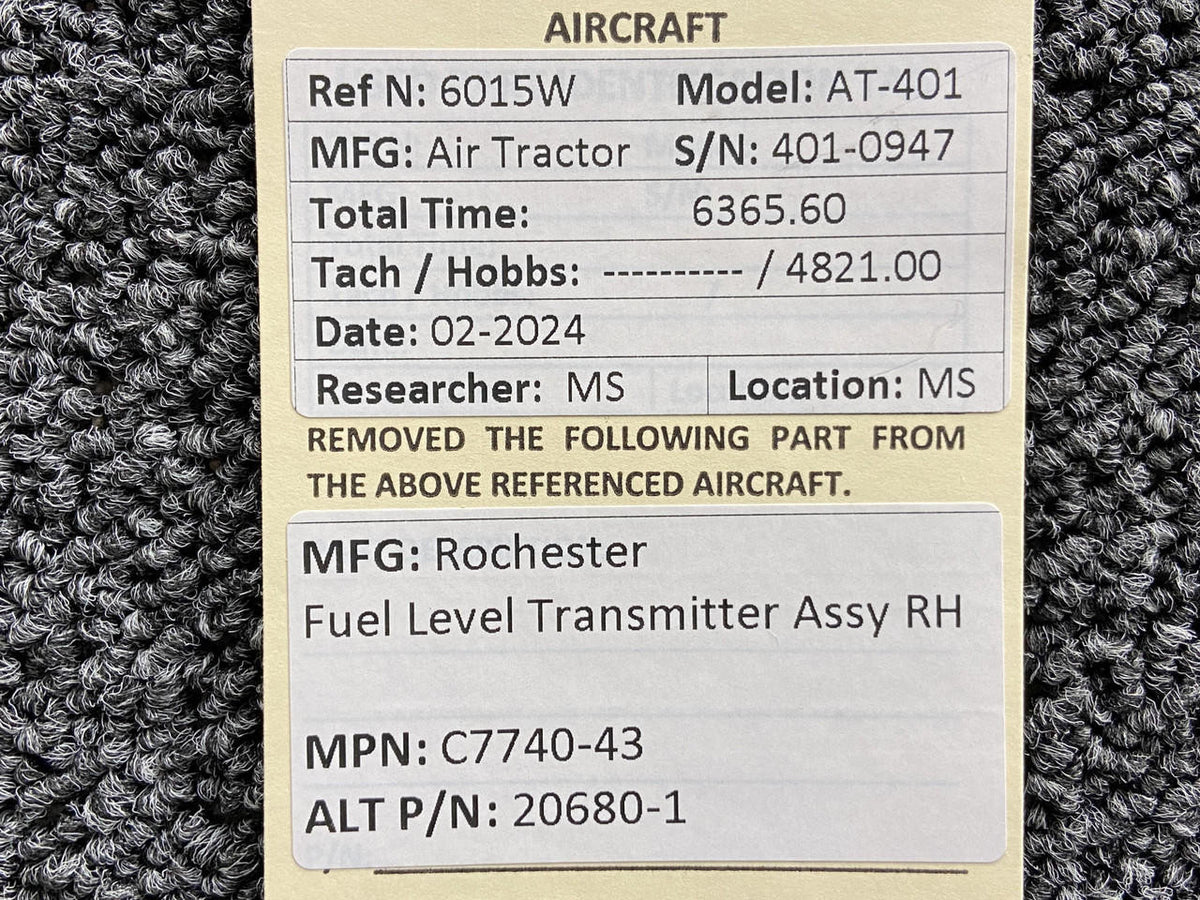 Rochester C7740-43 (Alt: 20680-1) Rochester Fuel Level Transmitter Assembly RH