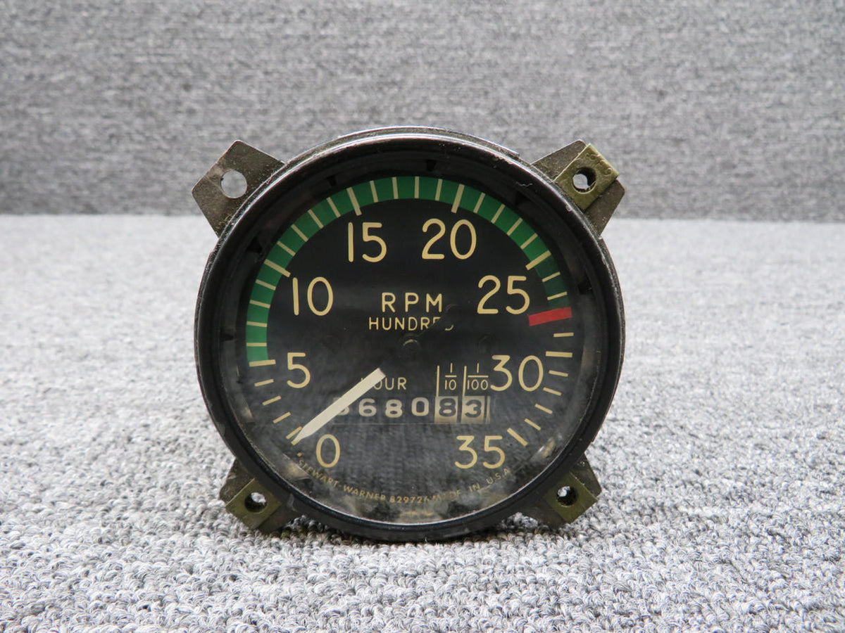 Stewart-Warner 829726 Stewart-Warner Recording Tachometer (Hours: 5680.83) (Worn Inner Face)