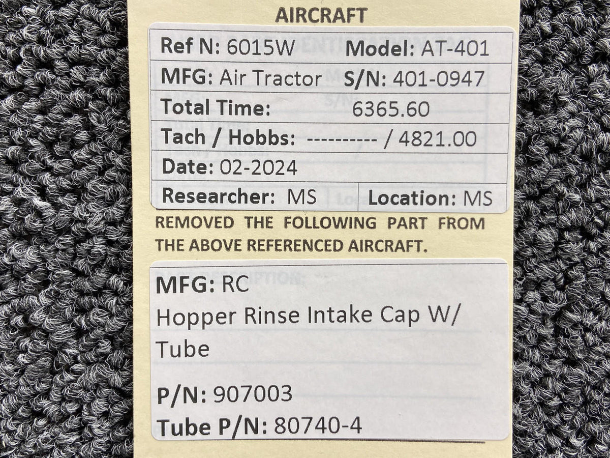 RC 907003, 80740-4 RC Hopper Rinse Intake Cap with Tube