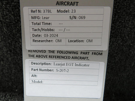 Learjet S-207-2 Learjet Exhaust Gas Temperature Indicator