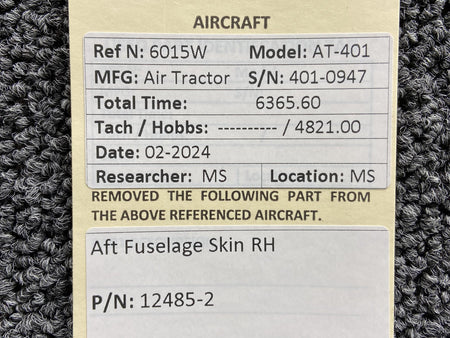 Air Tractor 12485-2 Air Tractor AT-401 Aft Fuselage Skin RH