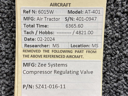 Zee Systems SZ41-016-11 Zee Systems Compressor Regulating Valve