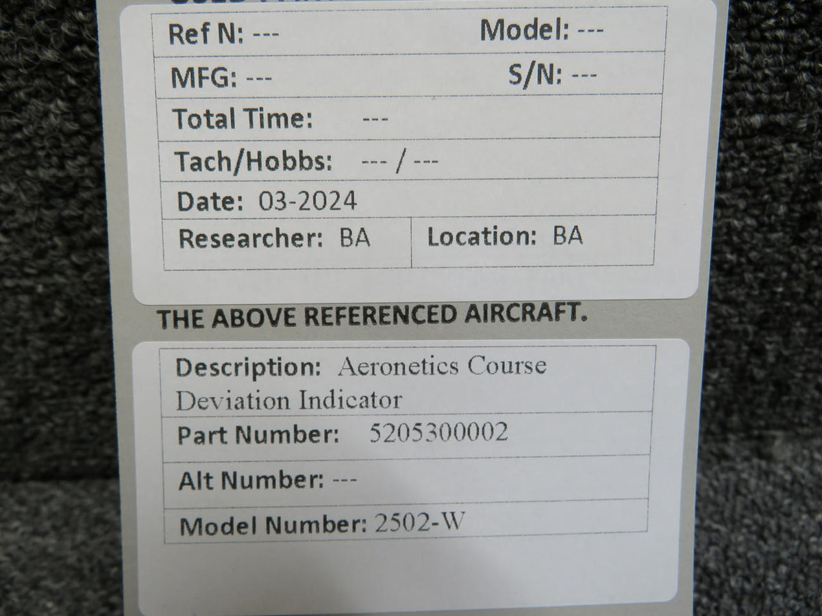 Aeronetics 5205300002 Aeronetics 2502-W Course Deviation Indicator