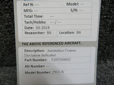 Aeronetics 5205300002 Aeronetics 2502-W Course Deviation Indicator