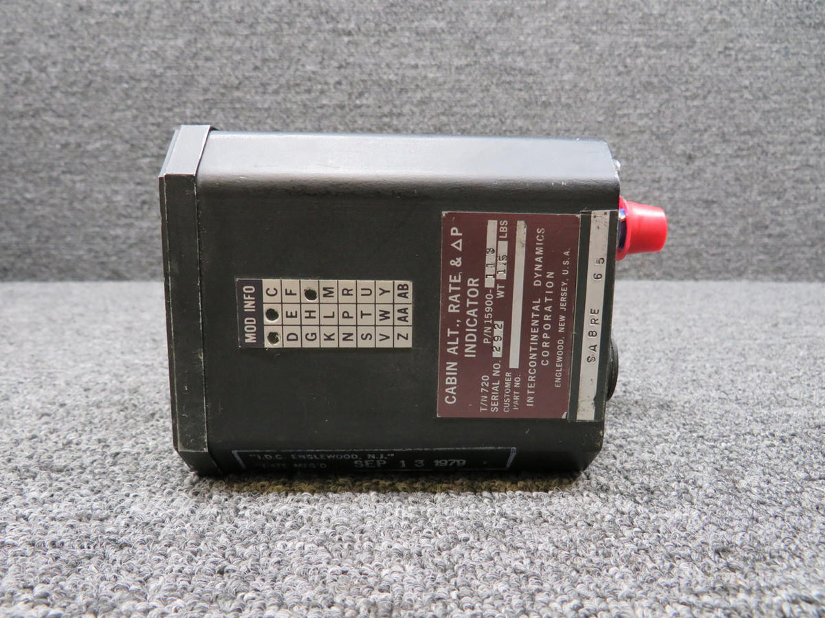 Intercontinental 15900-113 Intercontinental Cabin Alt Rate Indicator with Modifications (Type 720)