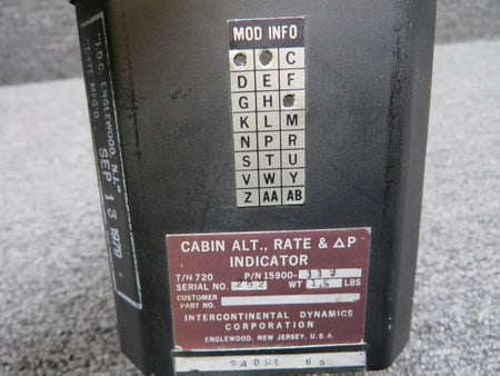Intercontinental 15900-113 Intercontinental Cabin Alt Rate Indicator with Modifications (Type 720)