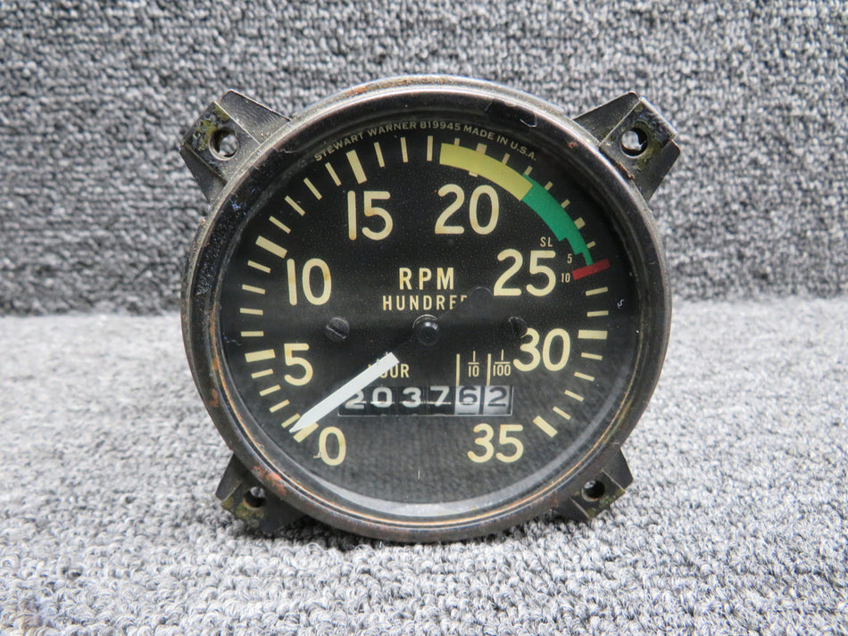 819945 Stweart Warner Recording Tachometer Indicator (2037.62 Hours)