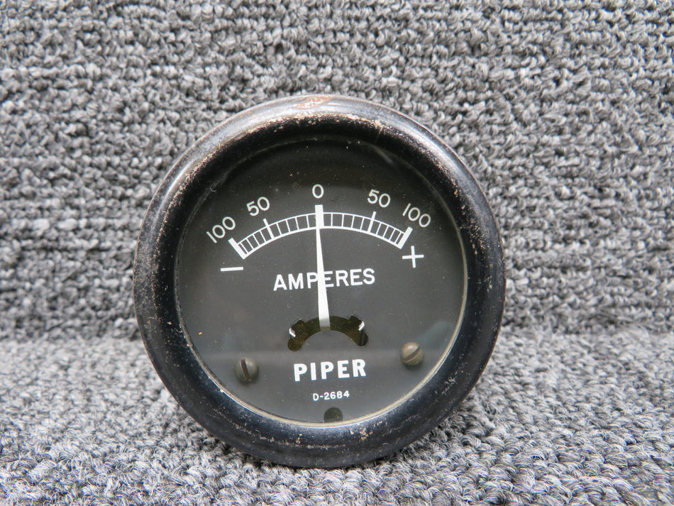 D-2684 (Alt: 550-602) Piper Ammeter Indicator (Range: -100 to 100 Amps)