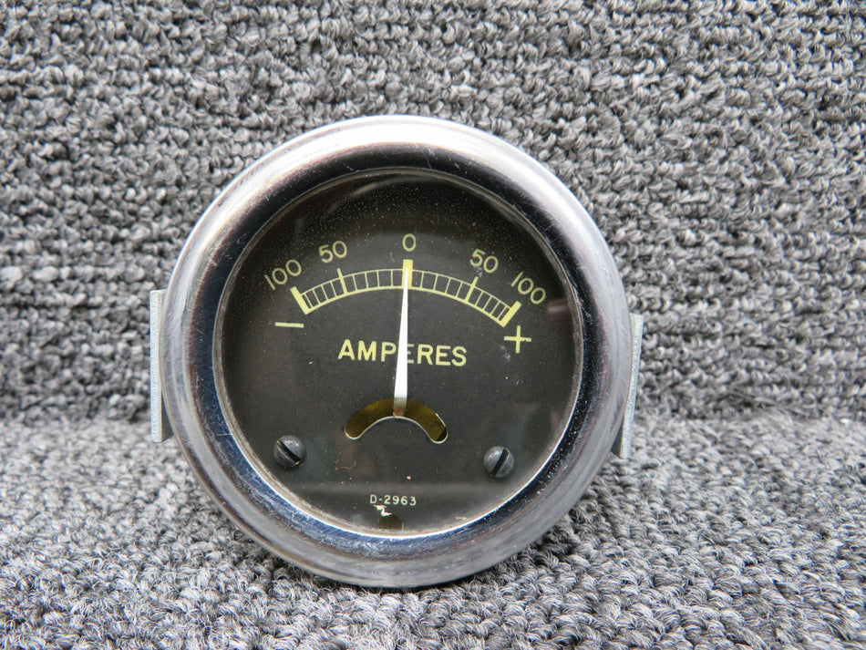 D-2963 Ammeter Indicator (Range: -100 to 100 Amps) (Faded Numbers on Face)