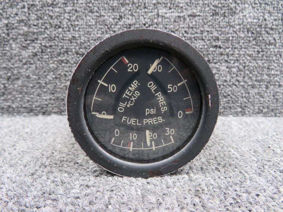 1-1307AA Jaeger Triple Oil Temperature, Oil Pressure and Fuel Pressure Indicator