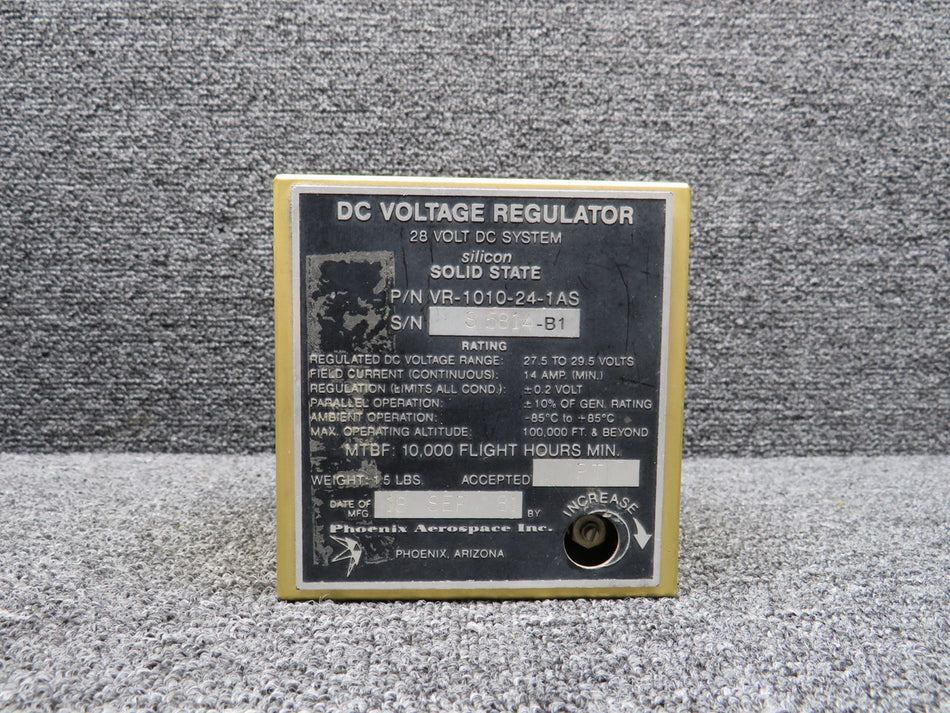 VR-1010-24-1AS Phoenix Aerospace DC Voltage Regulator (Missing Knob Cover)