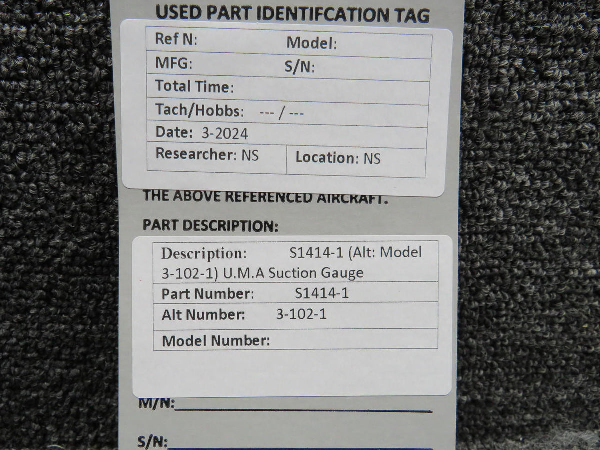 UMA S1414-1 (Alt: 3-102-1) UMA Suction Indicator