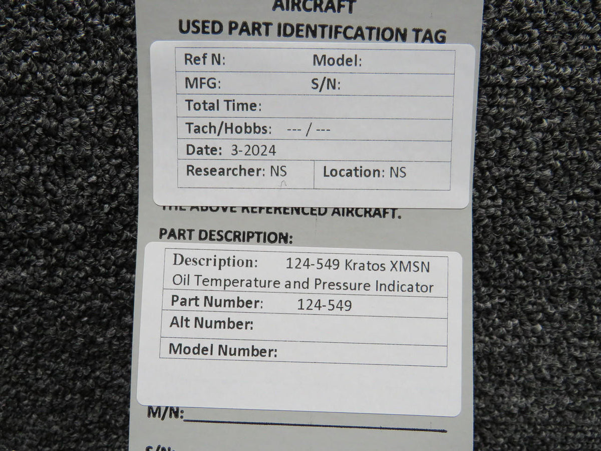 kratos 124-549 Kratos Transmission Oil Temperature and Pressure Indicator