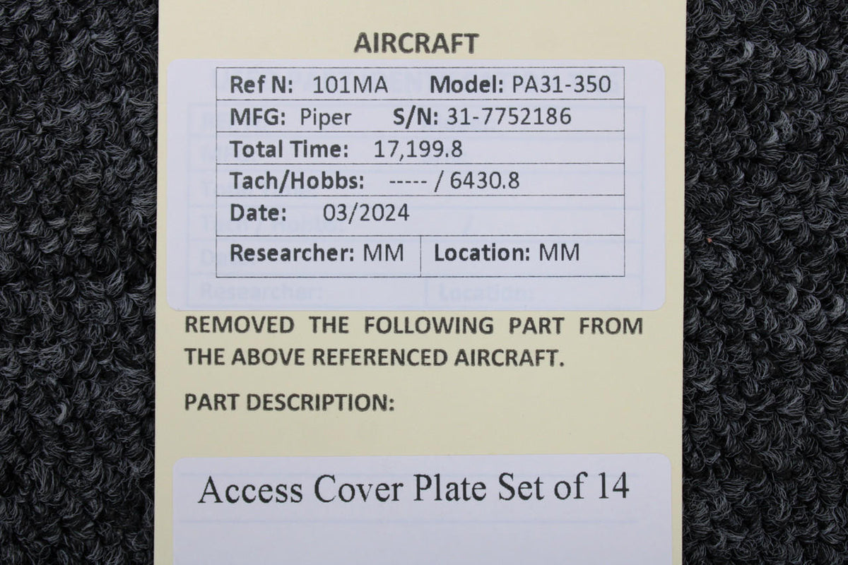 Piper Aircraft Parts Piper PA31-350 Access Cover Plate Set of 14