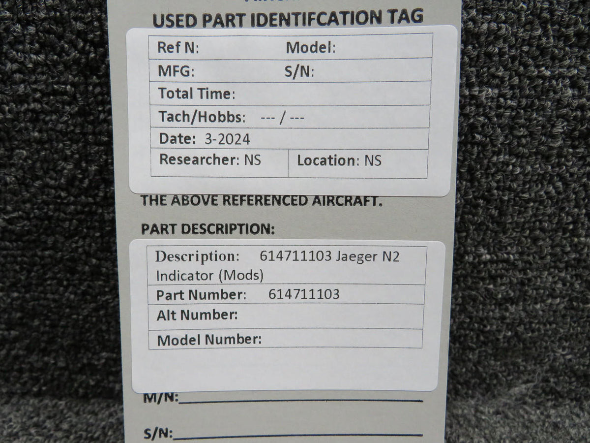 jaeger 614711103 Jaeger N2 Indicator with Modifications