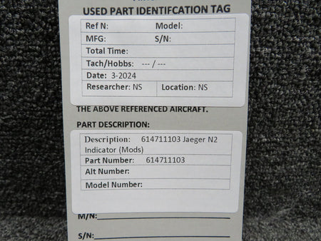 jaeger 614711103 Jaeger N2 Indicator with Modifications