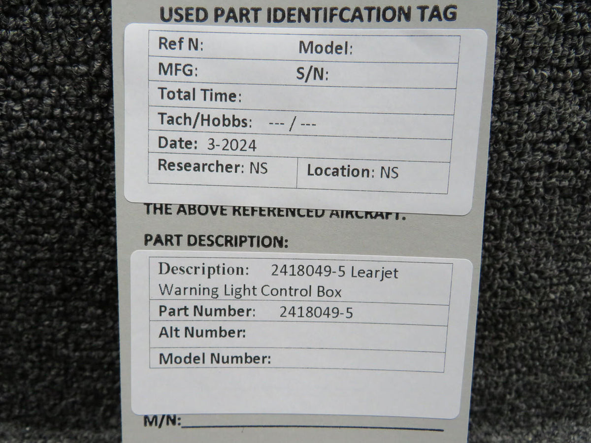 Learjet 2418049-5 Learjet Warning Light Control Box