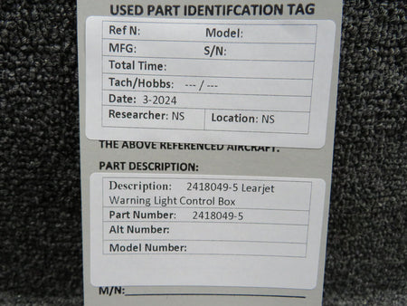Learjet 2418049-5 Learjet Warning Light Control Box