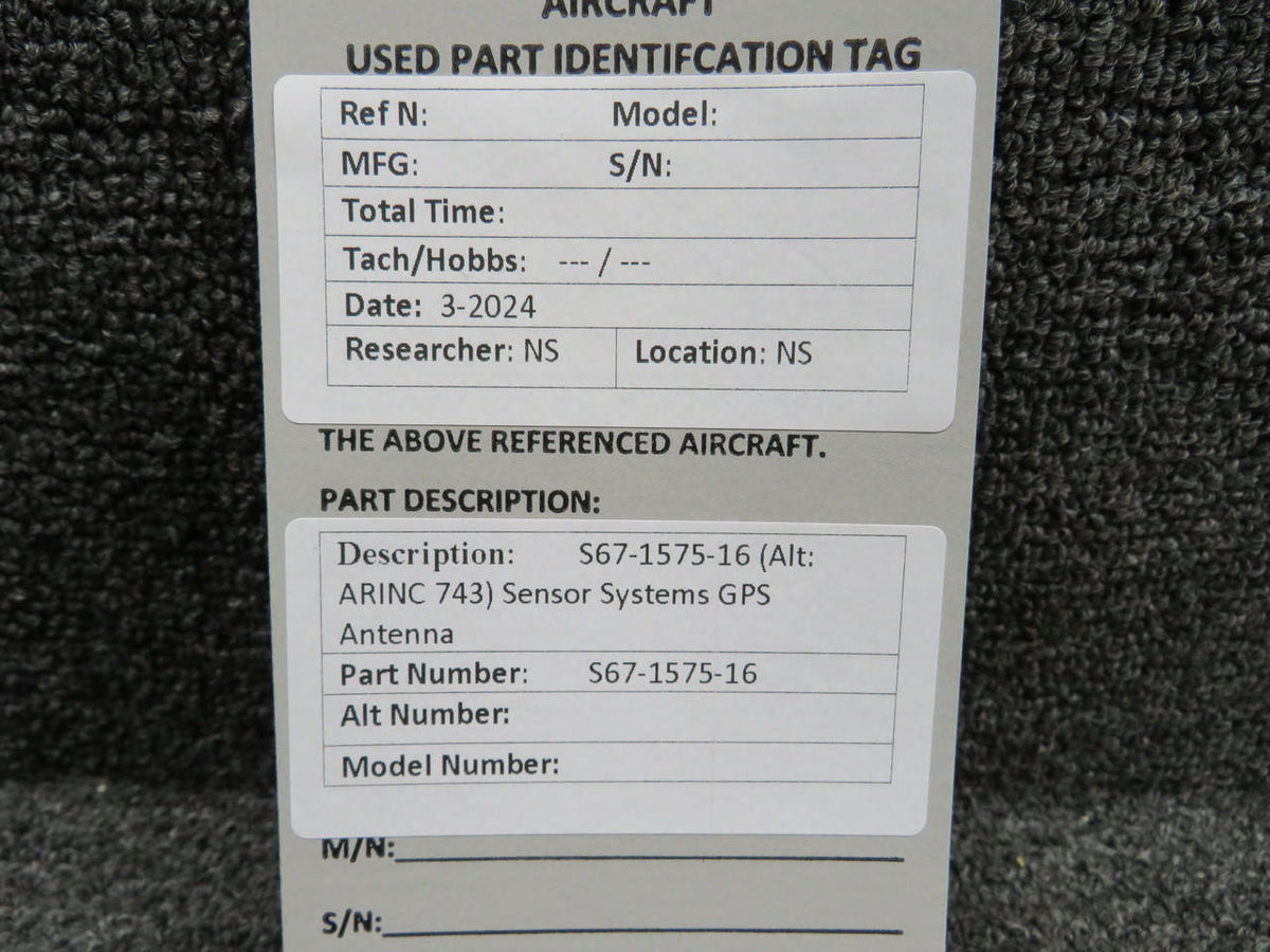 Sensor Systems S67-1575-16 Sensor Systems ARINC 743 GPS Antenna