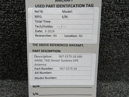 Sensor Systems S67-1575-16 Sensor Systems ARINC 743 GPS Antenna