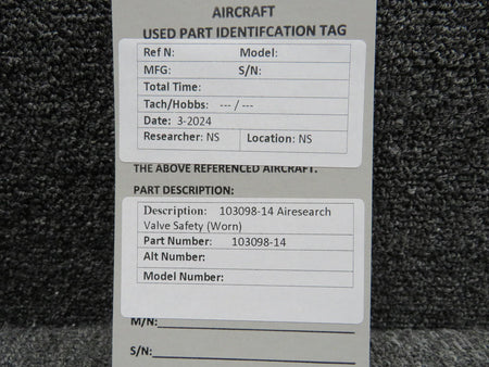Airesearch 103098-14 Airesearch Valve Safety (Worn)