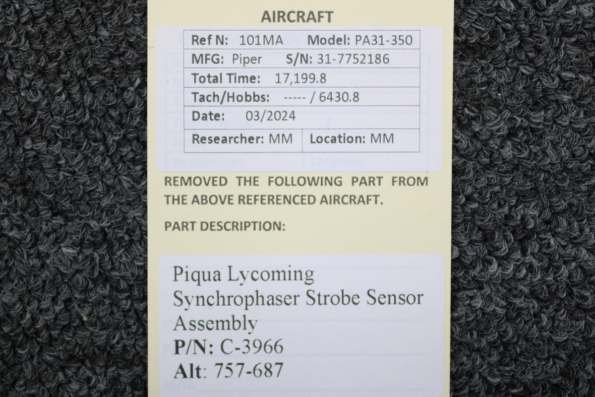 piqua aircraft components C-3966 (Alt: 757-687) Piqua Lycoming Synchrophaser Strobe Sensor Assembly