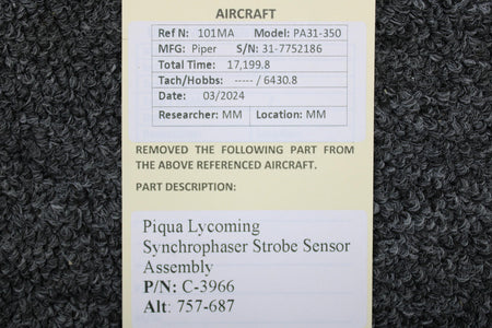 piqua aircraft components C-3966 (Alt: 757-687) Piqua Lycoming Synchrophaser Strobe Sensor Assembly