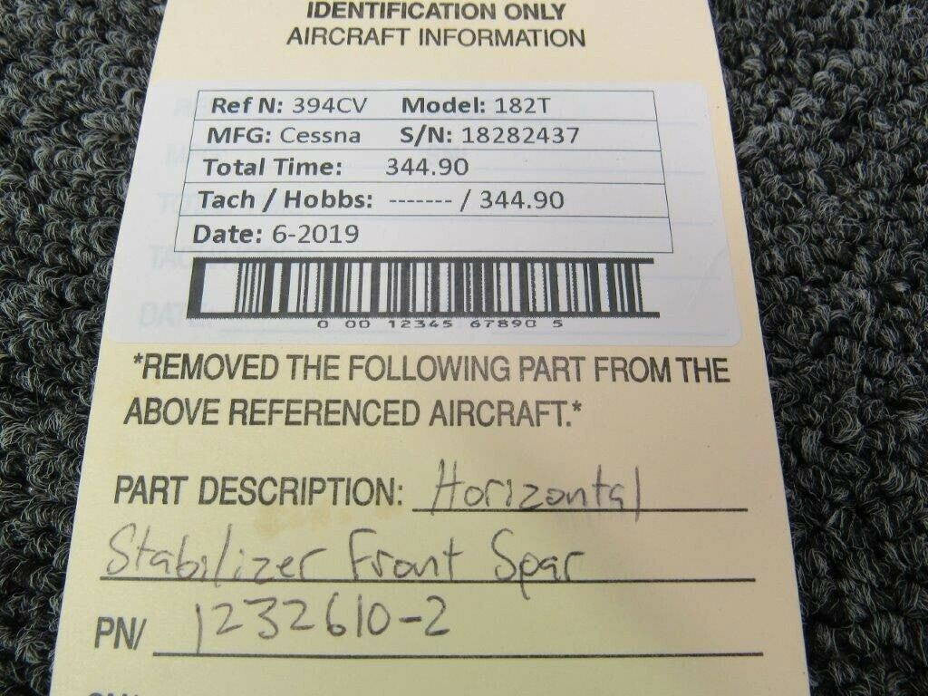 Bページ 1232610-2 Cessna 182T Horizontal Stabilizer Front Spar – BAS Part
