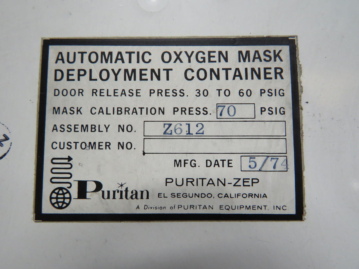 Puritan-Zep Z612 Puritan-Zep Automatic Oxygen Mask Deployment Container
