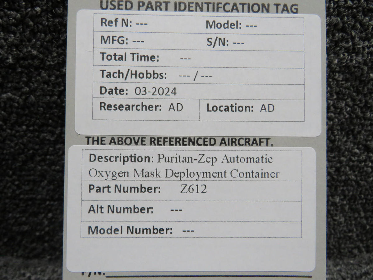 Puritan-Zep Z612 Puritan-Zep Automatic Oxygen Mask Deployment Container