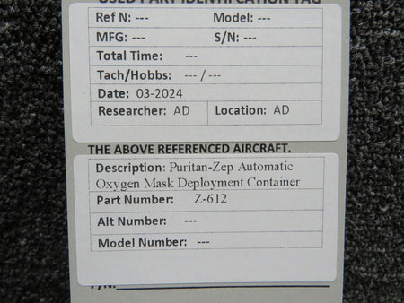 Puritan-Zep Z-612 Puritan-Zep Automatic Oxygen Mask Deployment Container