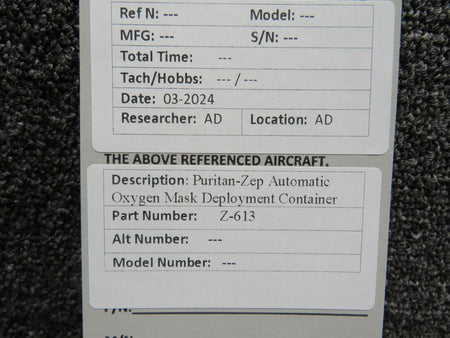 Puritan-Zep Z-613 Puritan-Zep Automatic Oxygen Mask Deployment Container