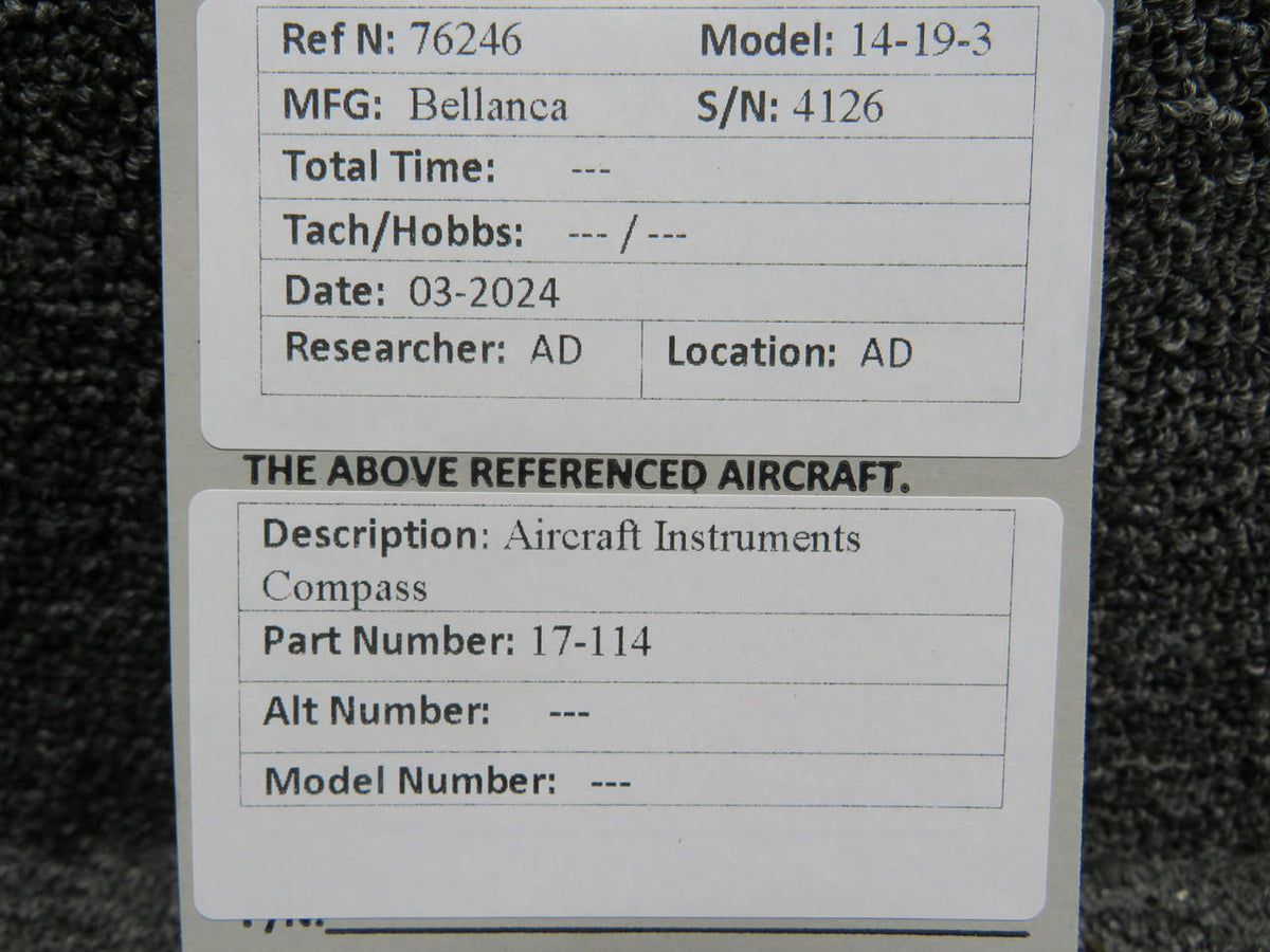 Aircraft Instruments 17-114 Aircraft Instruments Compass