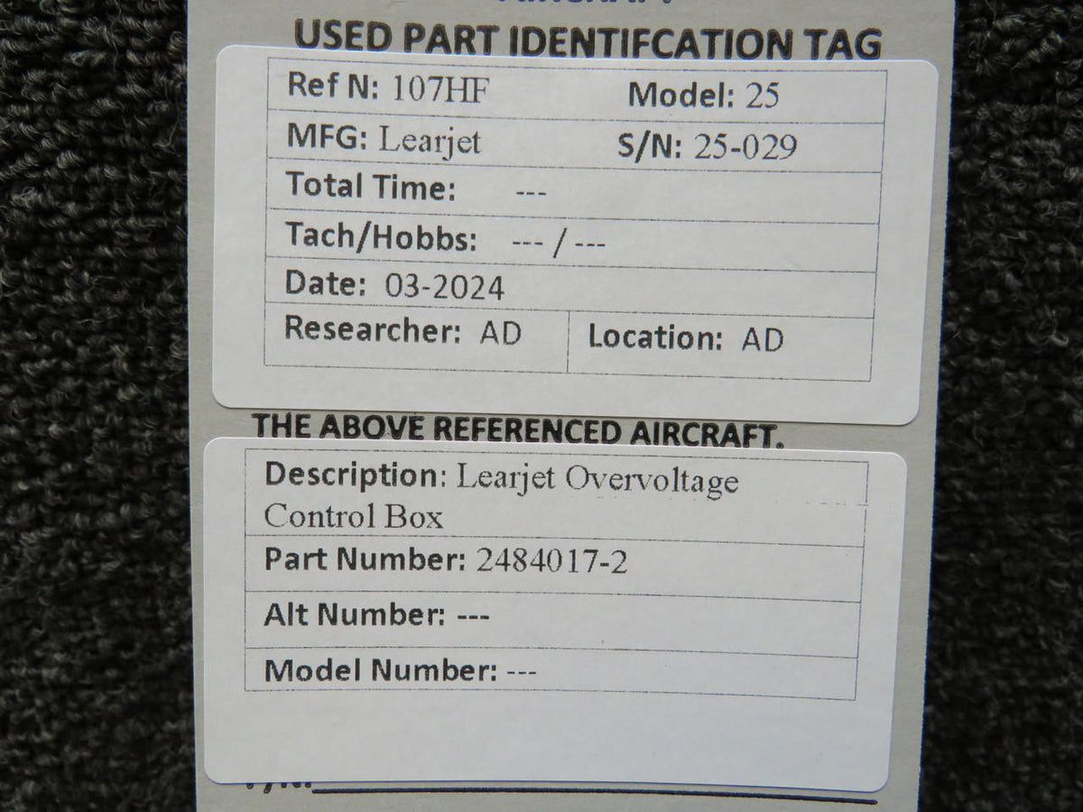 Learjet 2484017-2 Learjet Overvoltage Control Box