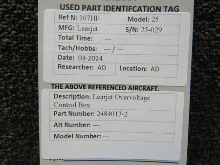 Learjet 2484017-2 Learjet Overvoltage Control Box