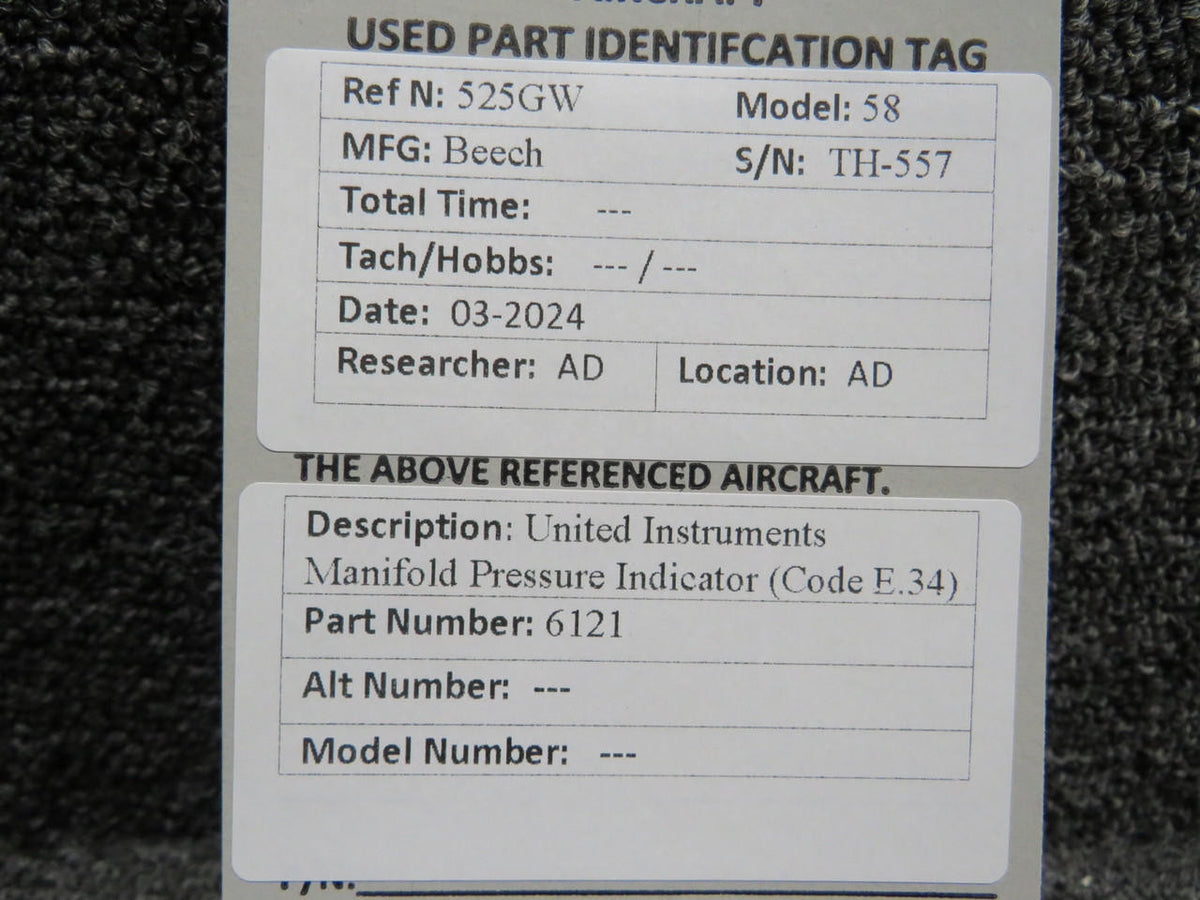 United Instruments 6121 United Instruments Dual Manifold Pressure Indicator (Code E.34)